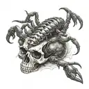 scorpion on skull  tattoo design idea