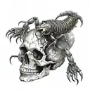 scorpion on skull  tattoo design idea