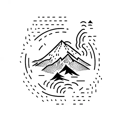 mountain volcano alquimia ocean trecking  tattoo design idea