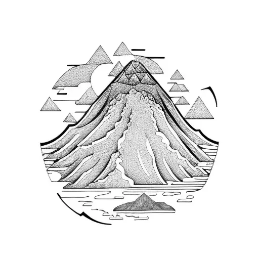 mountain volcano ocean  tattoo design idea