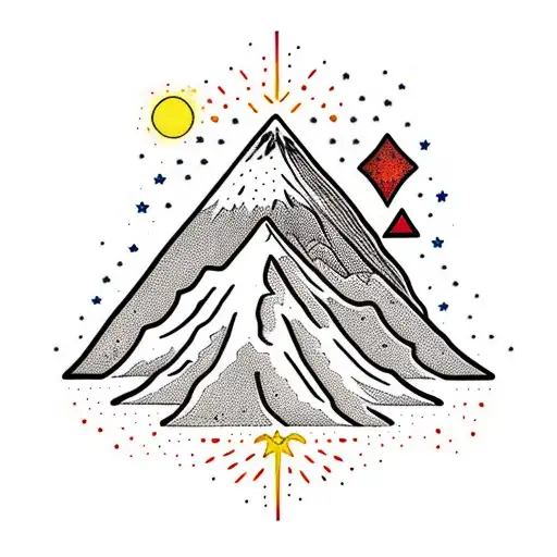 mountain volcano alquimia ocean trecking  tattoo design idea
