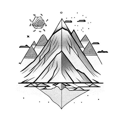 mountain volcano alquimia ocean trecking  tattoo design idea