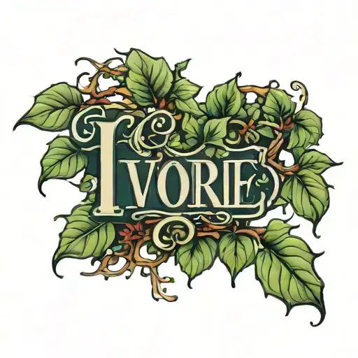ivy vines saying "Ivorie" tattoo design idea