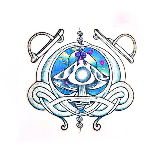 magic mushroom + square knot + sea  tattoo design idea