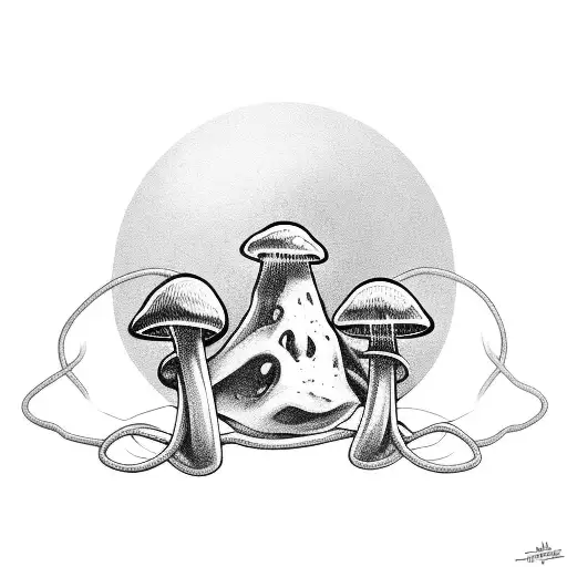 magic mushroom + square knot  tattoo design idea