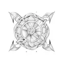 1 mushroom + square knot + waves tattoo design idea