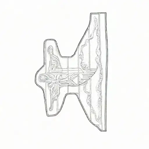 Cloud with Jesus statue tattoo design idea