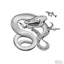 snake and shark together  tattoo design idea