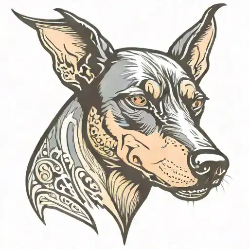 angry doberman dog tattoo design idea