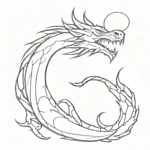 minimalist dragon breathing fire tattoo design idea