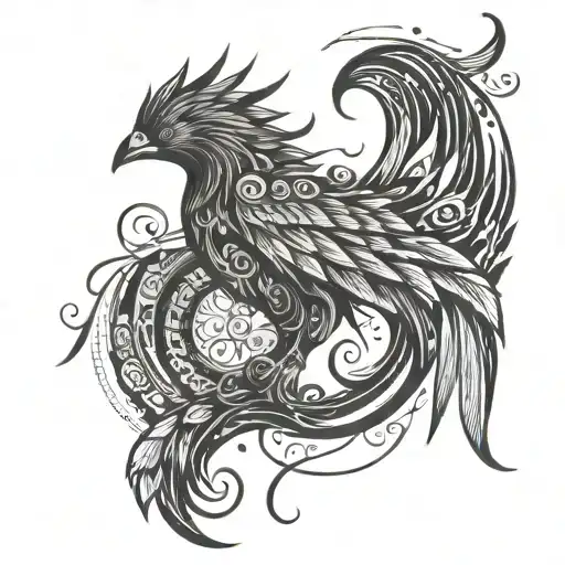 Phoenix with semicolon incorporated tattoo design idea