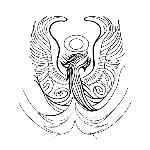 Sun and phoenix (Eternity) phoenix sun original tribal tattoo design