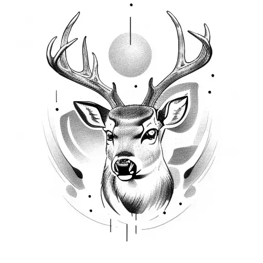 Deer head tattoo design idea