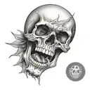 skull with mouth open on knee  tattoo design idea