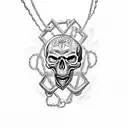 skull with chains around it, and the skull is biting on the chains with its teeth tattoo design idea