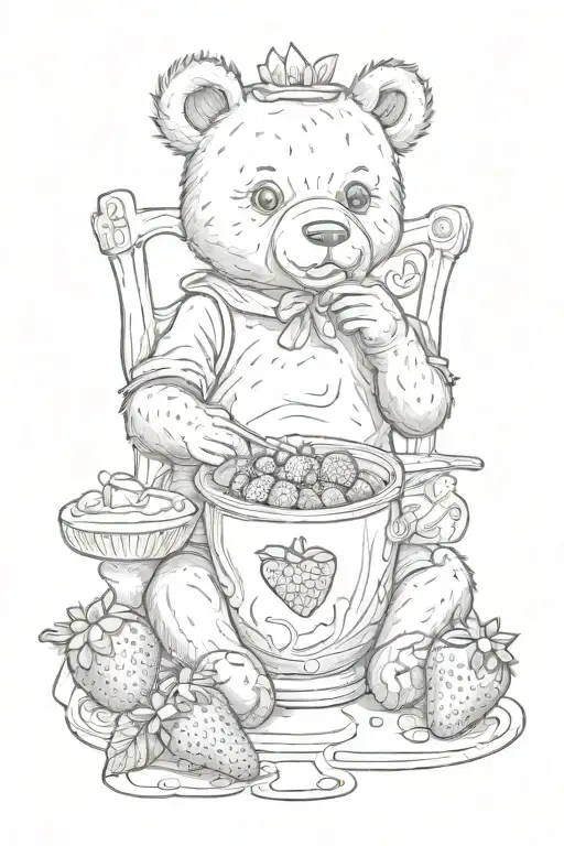 Teddy eating strawberry jam tattoo design idea