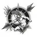 apollo with bow, arrow and sun tattoo design idea