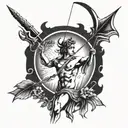 apollo with bow, arrow and sun tattoo design idea