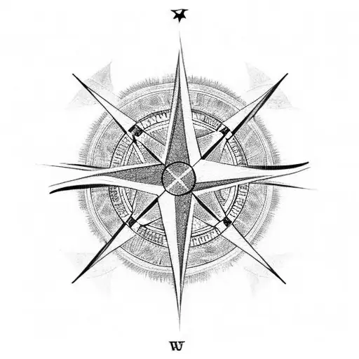 stars compass texas tattoo design idea
