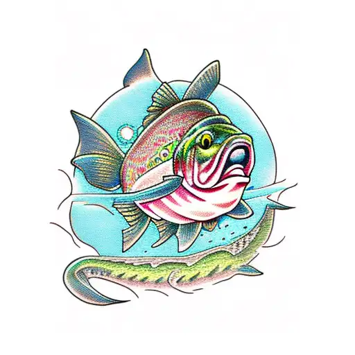 patagonian trout tattoo design idea