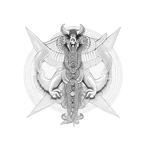 quetzalcoatl, meandering tattoo design idea