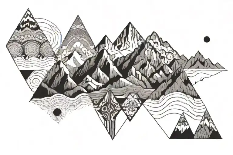 colombian andean mountain range tattoo design idea