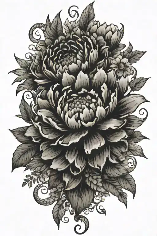 peony sunflower snake spider butterfly bee floral tattoo design idea