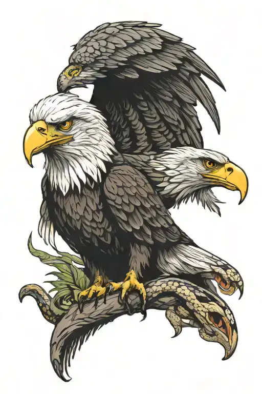 eagle and snake fighting each other eye to eye tattoo  tattoo design idea
