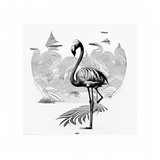 tribal flamingos tattoo design idea