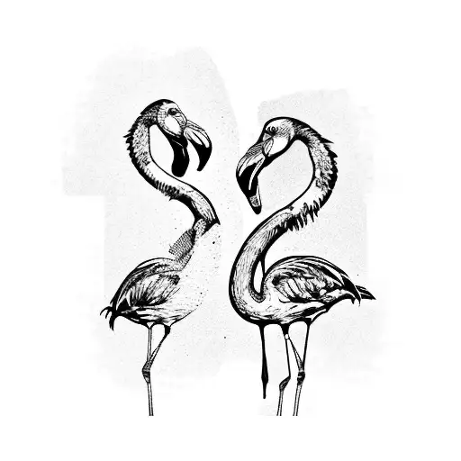2 large and 1 small flamingo tattoo design idea
