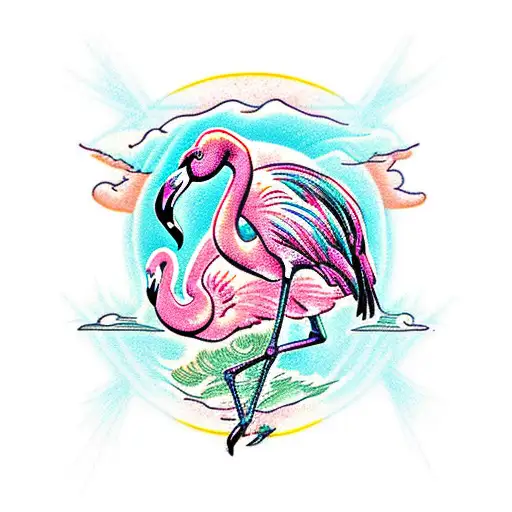 3 flamingos tattoo design idea