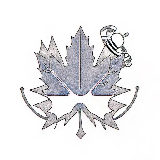 maple leaf, koala and tea - fine line simple  tattoo design idea