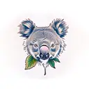 maple leaf, koala and tea - fine line simple  tattoo design idea