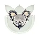 maple leaf, koala and tea - fine line simple  tattoo design idea