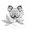 maple leaf, koala and tea  tattoo design idea