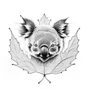 maple leaf, koala and tea  tattoo design idea