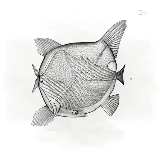 flounder fish in shitty minimal childish lines tattoo design idea