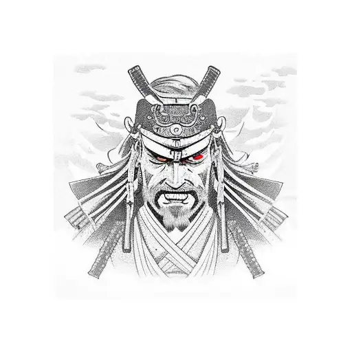 The samurai Witcher in the hemp field. tattoo design idea