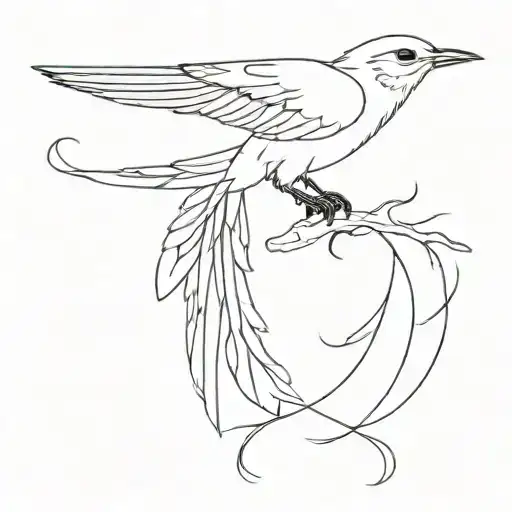 cuckoo bird flying tattoo design idea