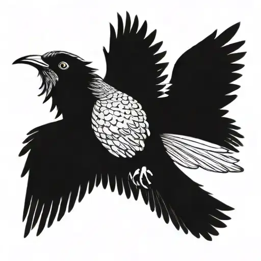 A cuckoo bird with her wings spread wide tattoo design idea
