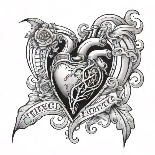 heart with teenager forever in it  tattoo design idea