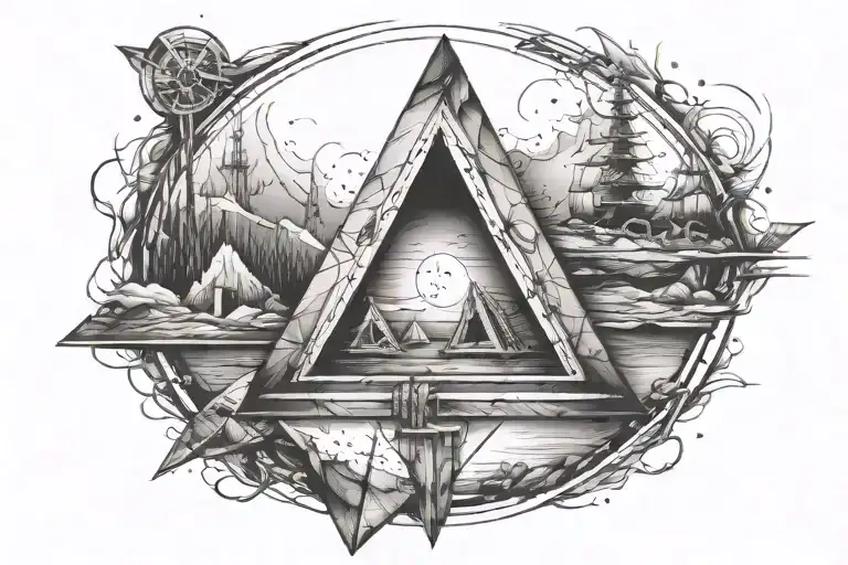 impossible triangle inside a circle tattoo design idea