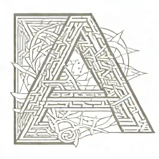 geometric design featuring the letter A four times  tattoo design idea