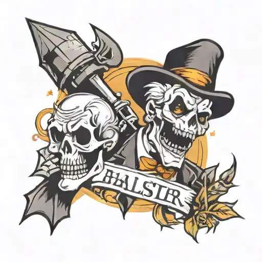 Halloween,killer,scary,life is a gamble,ganster tattoo design idea