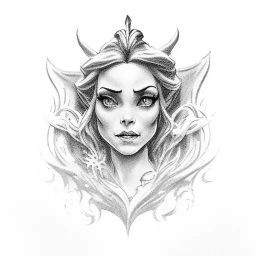 A dark and enchanting scene from 'Beauty and the Beast' tattoo design idea