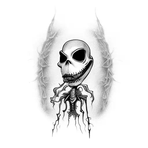 A spooky ghost inspired by Tim Burton's style tattoo design idea