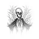 A spooky ghost inspired by Tim Burton's style tattoo design idea