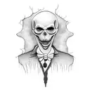 A spooky ghost inspired by Tim Burton's style tattoo design idea