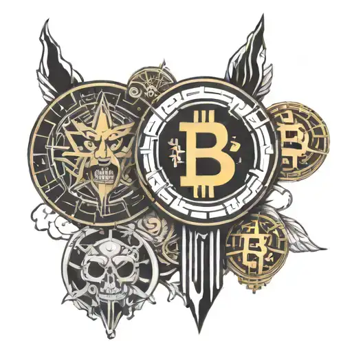 crypto AND bitcoin mixed tattoo design idea