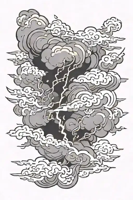 lightning and smoke akatsuki cloud patterns tattoo design idea
